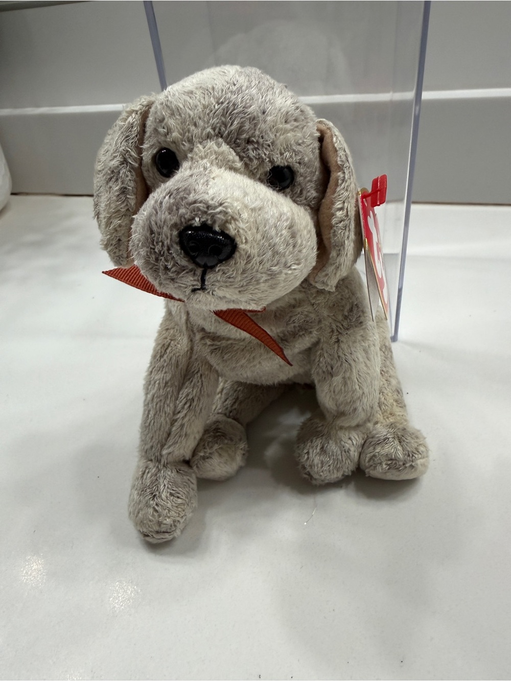 Ty Beanie Babies Plush Light Gray Puppy “Tricks•